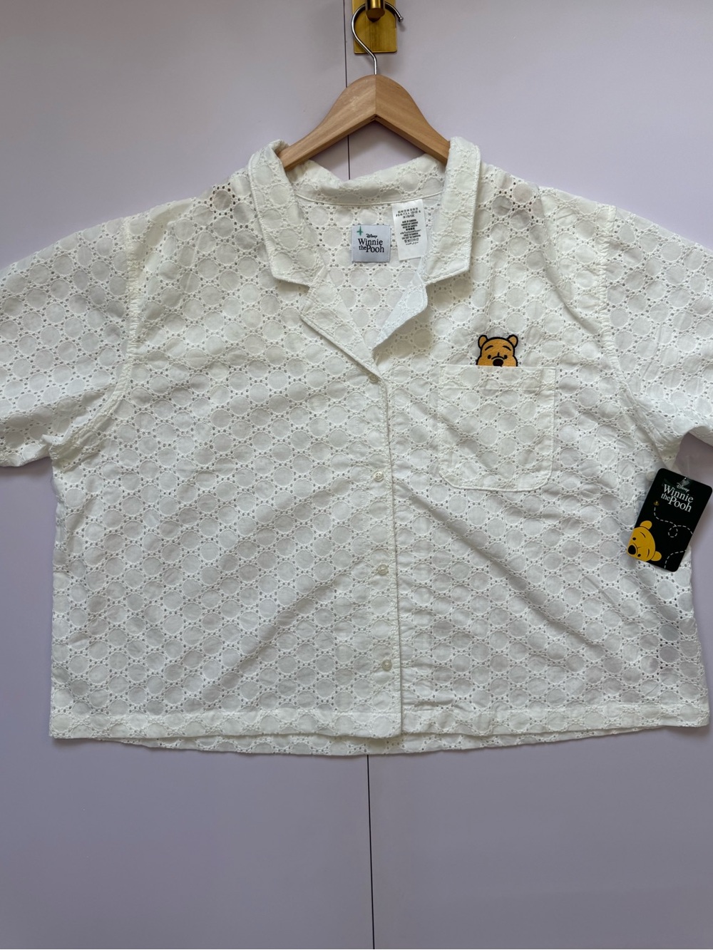 Disney Store Winnie the Pooh Woven Eyelet Embroidery Lace Shirt for Women 2X